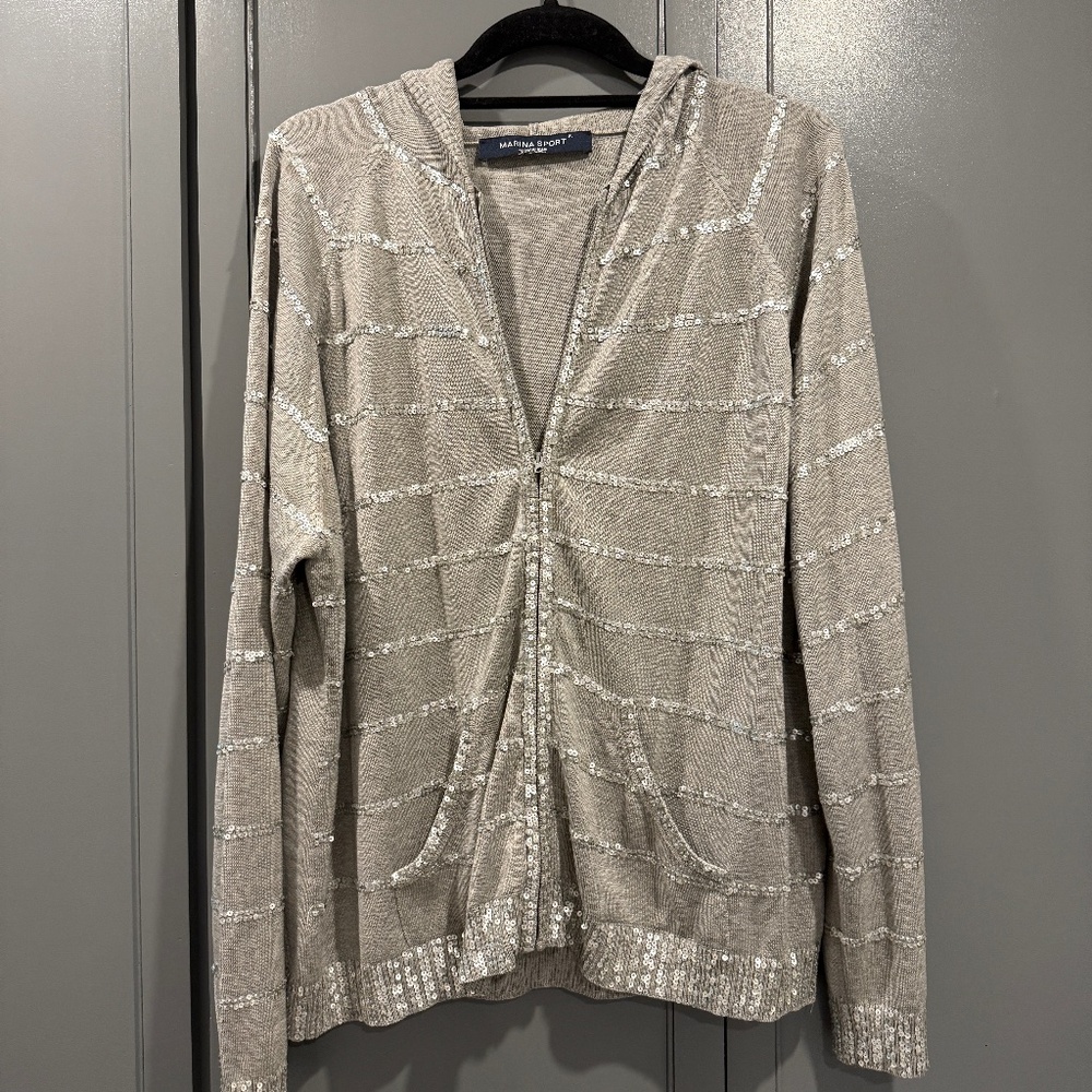 Marina Rinaldi embellished grey sweater hoodie